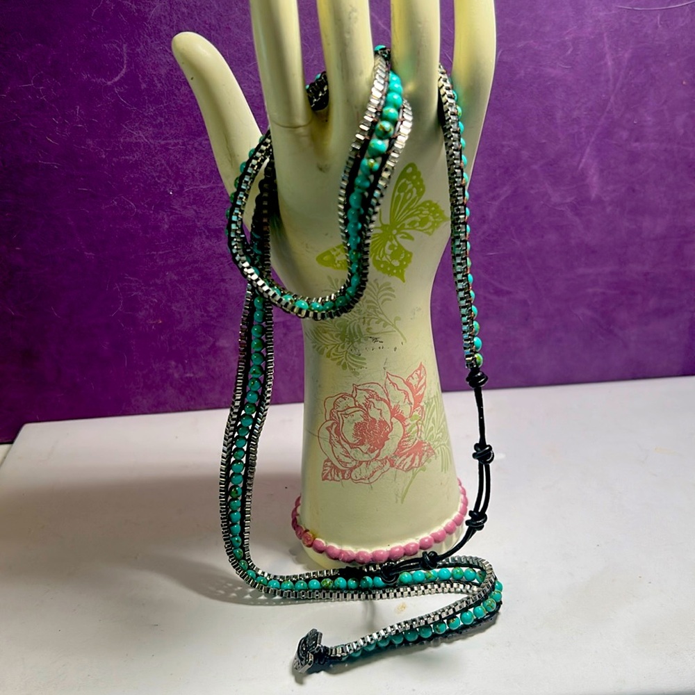 🌟Silver & Turquoise Sassparilla Wrap Bracelet🌟 - Picture 3 of 11